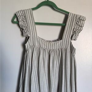 A New Day White and Mint Green Striped Sundress with Flutter Sleeves